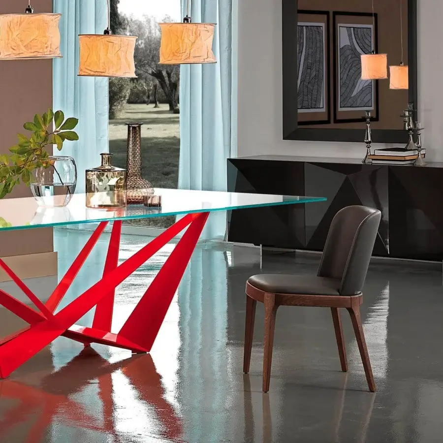 Elegant Cattelan Italia Magda chair with dark gray upholstery and smooth finished solid wood tapering legs