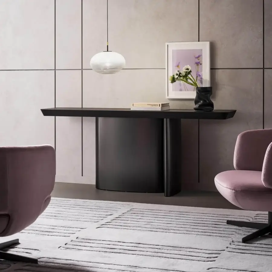 Superior Bonaldo Tangeri rug with a light gray and off-white geometric design crafted in wool and Tencel