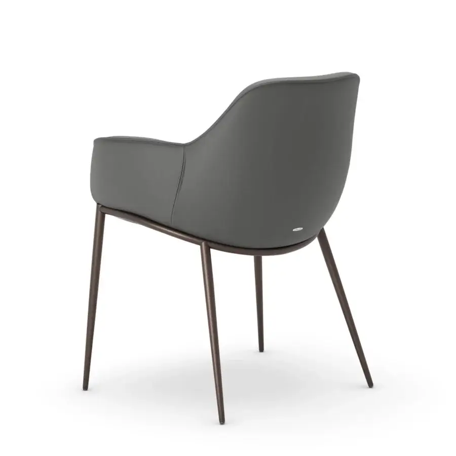 Exceptional Cattelan Italia Scarlett ML armchair upholstered in dark gray textile with a matte finish and slender metal legs