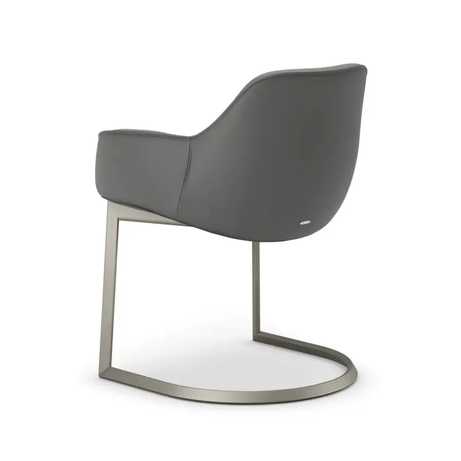 Exceptional Cattelan Italia Scarlett Turn armchair in smooth gray textile with satin metal cantilever base