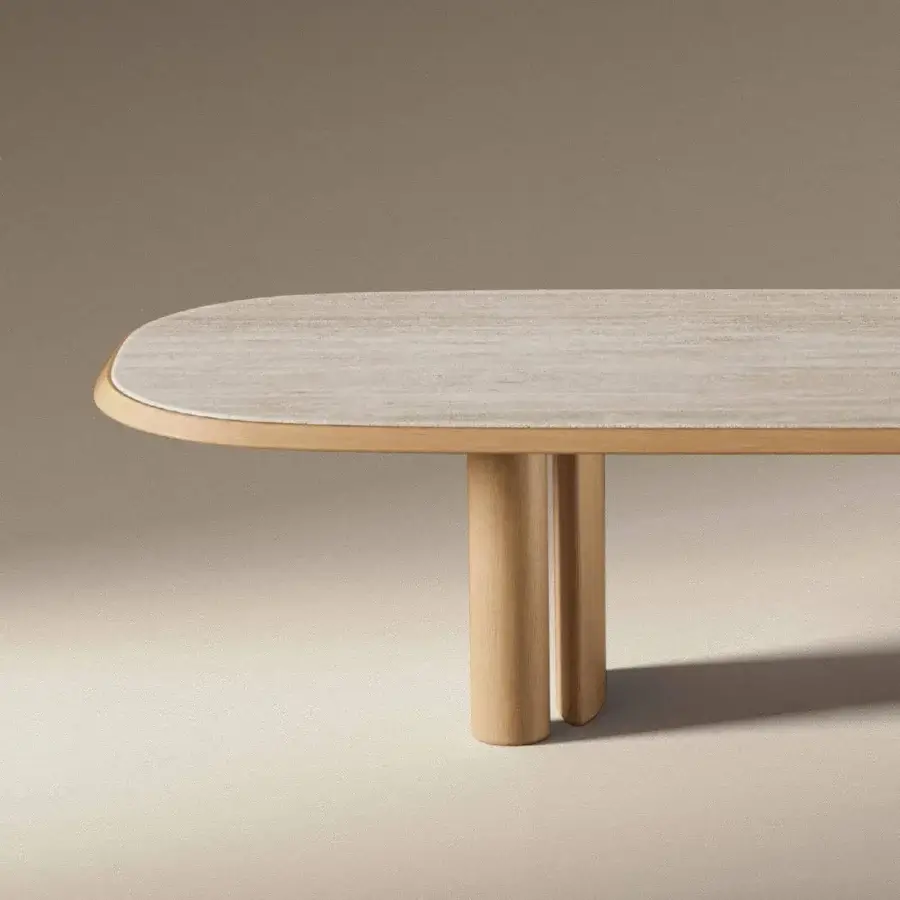 Exclusive Bonaldo Padiglioni table with ceramic top and lacquered wood frame built upon a metal base