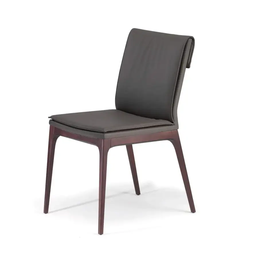 Distinguished Cattelan Italia Sofia chair with Canaletto walnut stained beech frame and dark gray synthetic leather upholstery