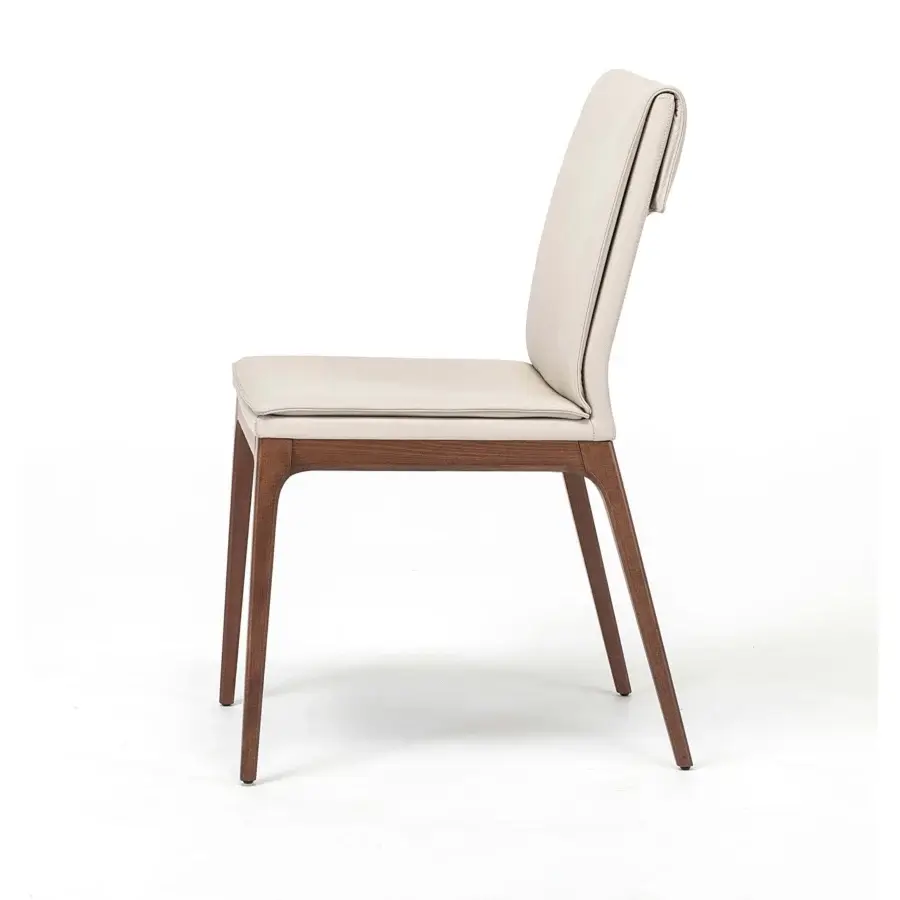 Exceptional Cattelan Italia Sofia chair with Canaletto walnut stained beech frame and light off-white smooth upholstery