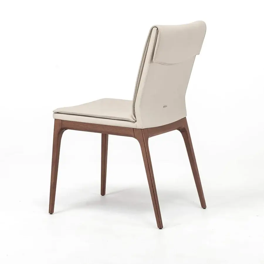 Lavish Cattelan Italia Sofia chair with Canaletto walnut stained beech frame and light beige synthetic leather upholstery