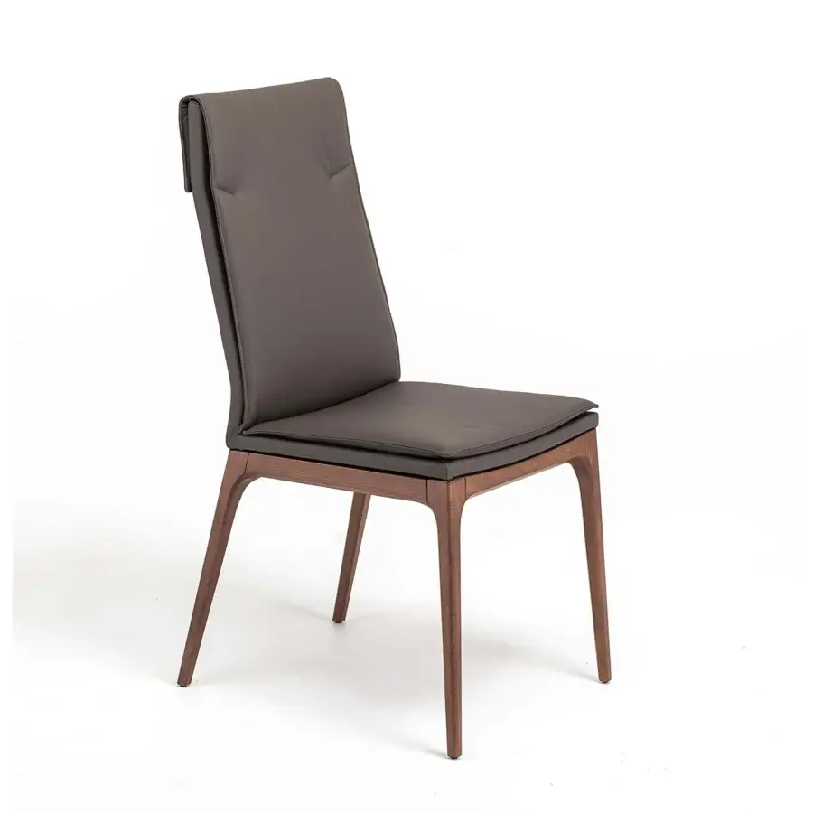 Distinguished Cattelan Italia Sofia chair with Canaletto walnut stained beech frame and dark gray upholstery crafted with decorative stitching