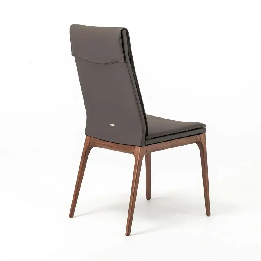 Exclusive Cattelan Italia Sofia chair with Canaletto walnut stained beech frame and dark gray synthetic leather cover