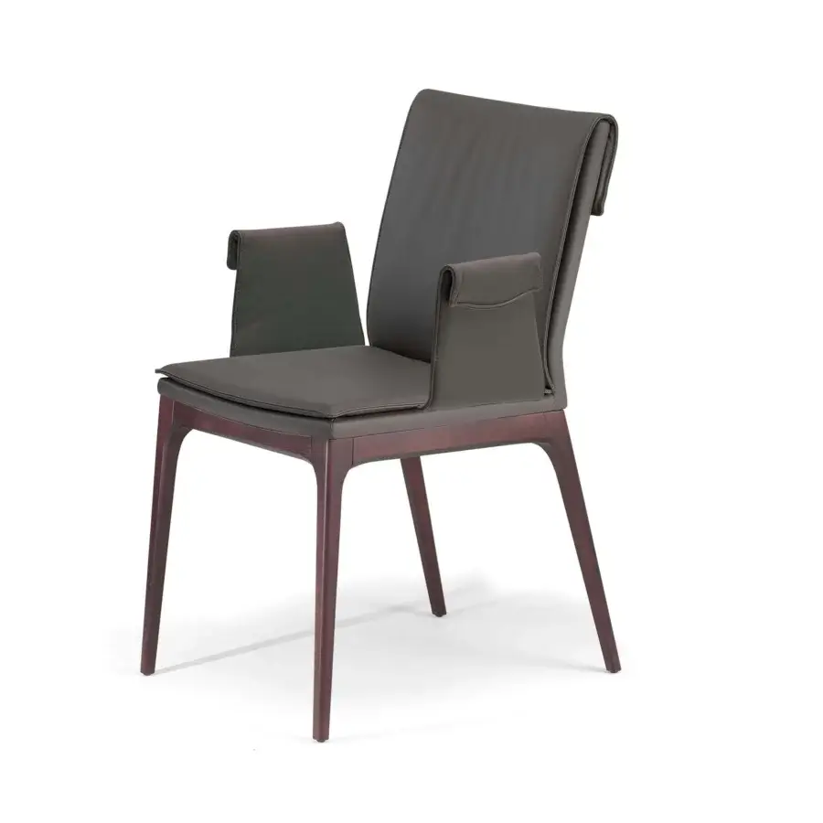Harmonious Cattelan Italia Sofia chair with Canaletto walnut stained beech and high-end leather upholstery crafted in Italy