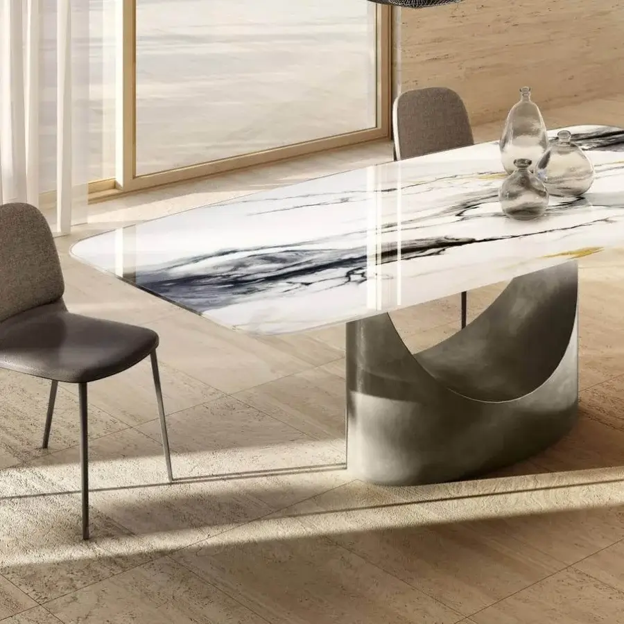Distinguished Lago Ermes chair with ergonomic upholstered seat and back in matte grey textile with dark grey metal legs