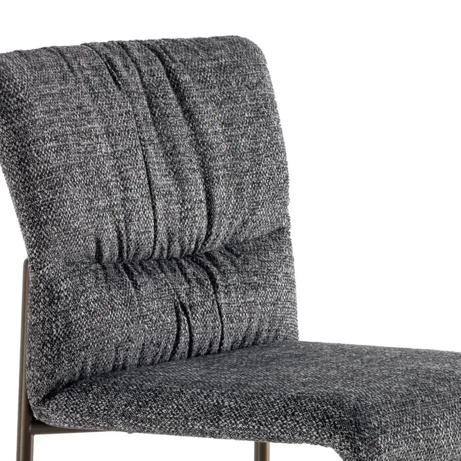 Superior Lago Woop chair with abundant padding, textured grey textile upholstery and steel frame construction
