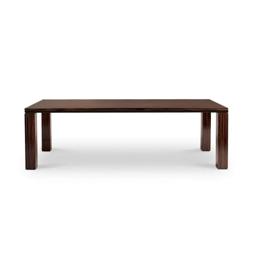 Exceptional 4 Mariani Sera table with ebony veneer, showcasing pronounced grain and skillful wood construction
