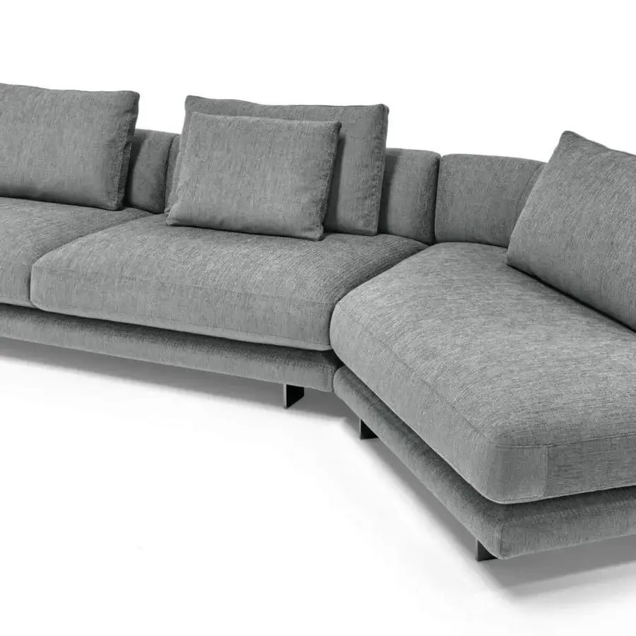 Exceptional Arketipo Self Control sectional crafted in Italy with light gray woven textile and black nickel feet