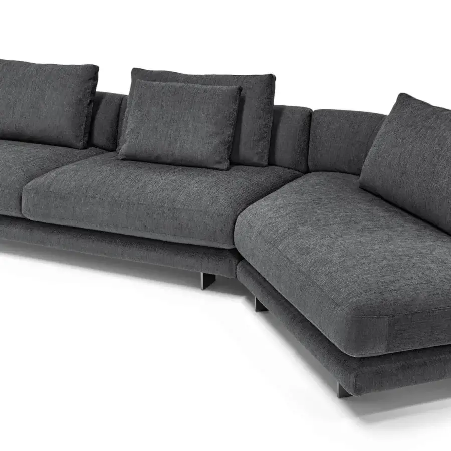 Distinguished Arketipo Self Control sectional in dark gray textile with black nickel feet highlighting curves and straight lines