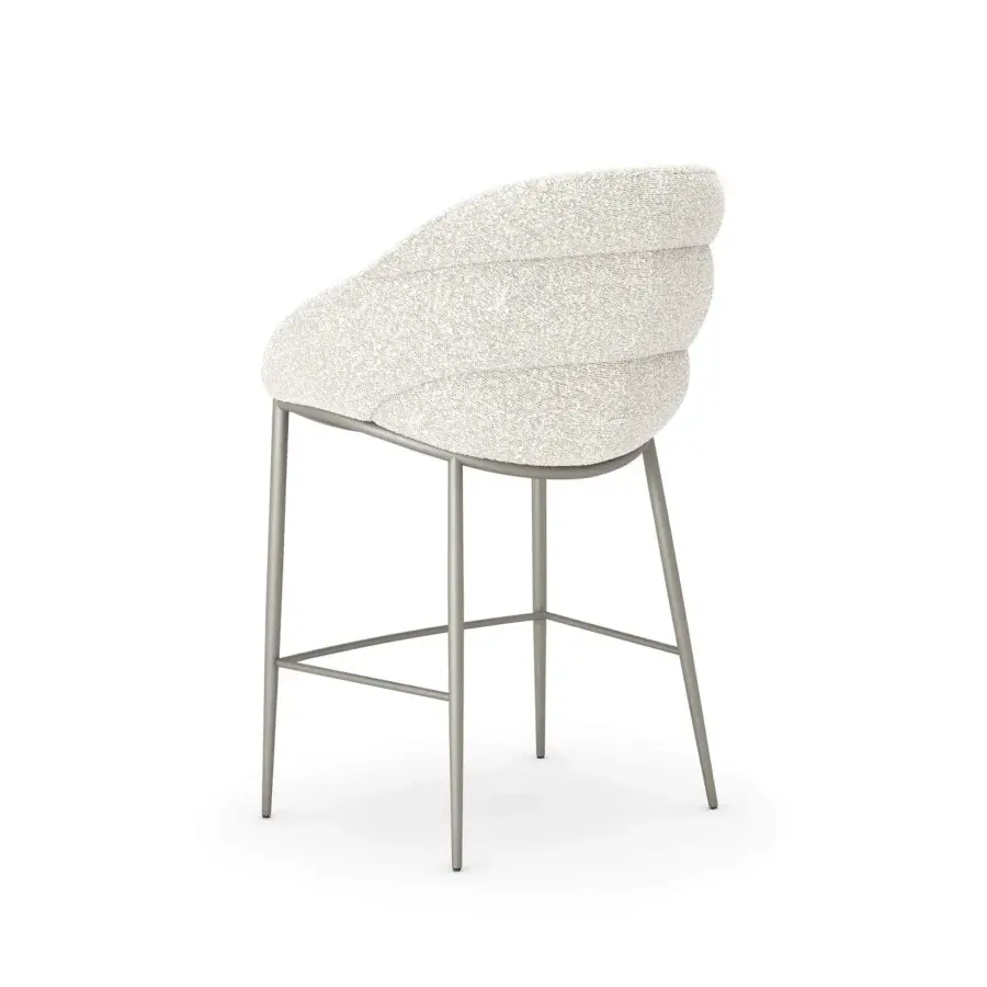 Superior Cattelan Italia Camilla stool upholstered in light beige textured textile with matte gray metal legs