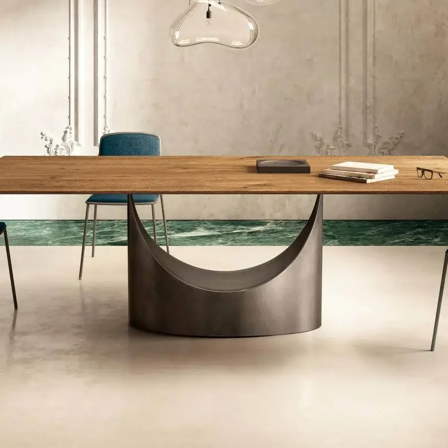 Elegant Lago Pletra chair in medium blue textile with smooth finish and slim matte metal frame