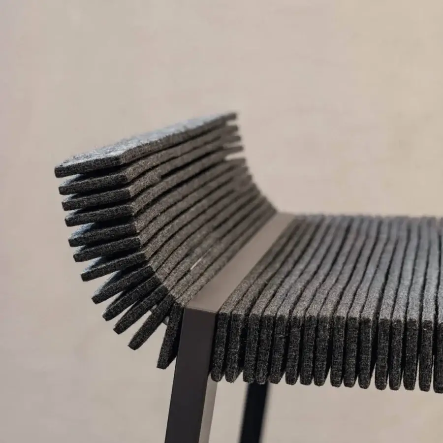 Exceptional Lago Steps stool with dark gray industrial felt seat and back built in a sleek black aluminum frame