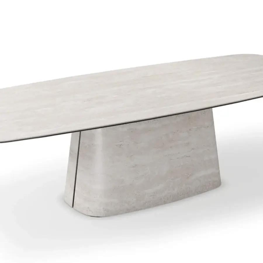 Superior Cattelan Italia Napoleon table with gracefully curved Keramik top and pedestal base in a matte finish