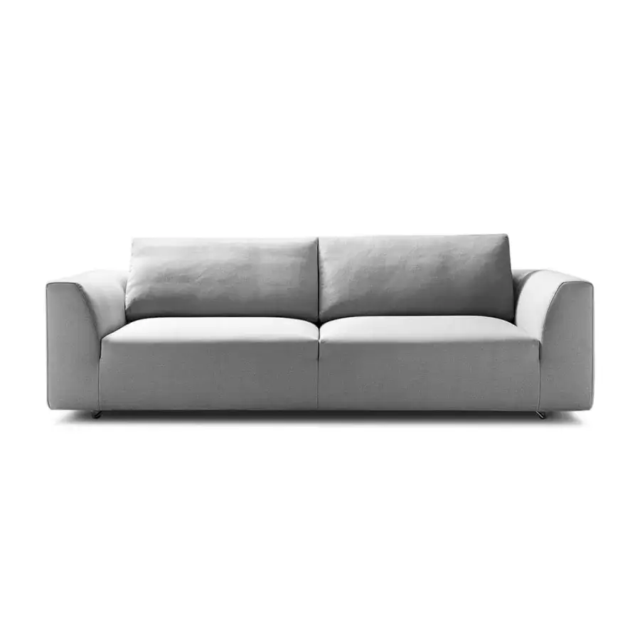 Exceptional 4 Mariani Be_Look sofa crafted in Italy with light gray textile and matte finish embodying incisive design and generous proportions