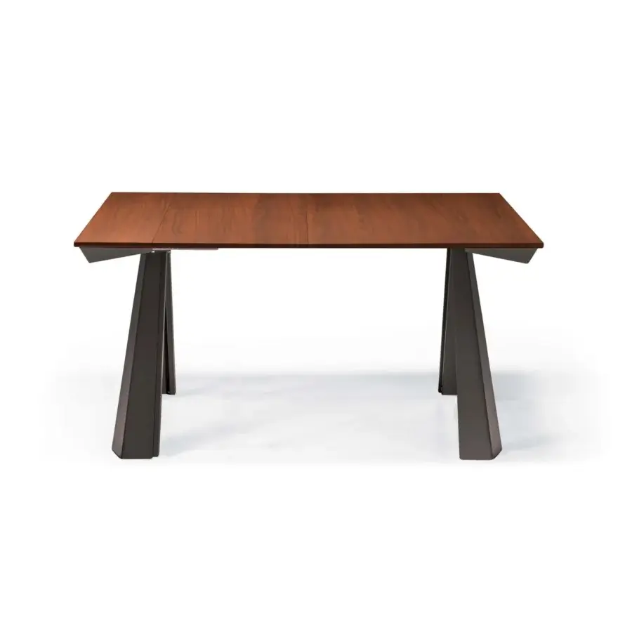 Superior Cattelan Italia Convivium extendable console built with walnut and graphite embossed lacquered steel with smooth finish