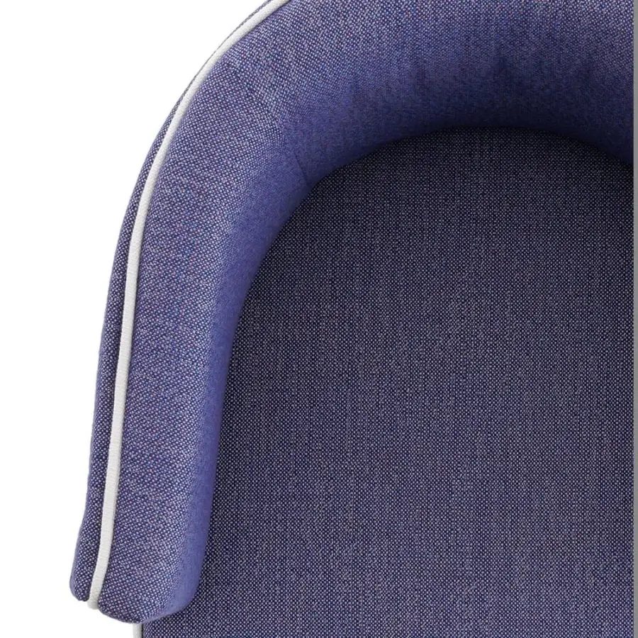 Superior Rugiano Arena armchair with woven blue and beige textile upholstery and Outdoor Bronze metal structure