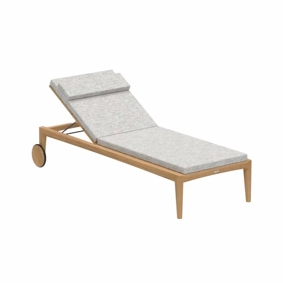 Superior Royal Botania Zenhit lounger crafted from teak wood with a smooth matte finish and geometric frame