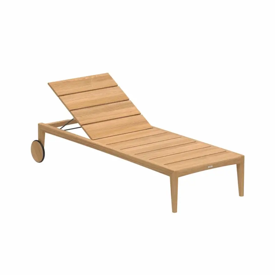 Distinguished Royal Botania Zenhit lounger crafted from teak wood with a smooth finish and adjustable backrest for relaxing comfort