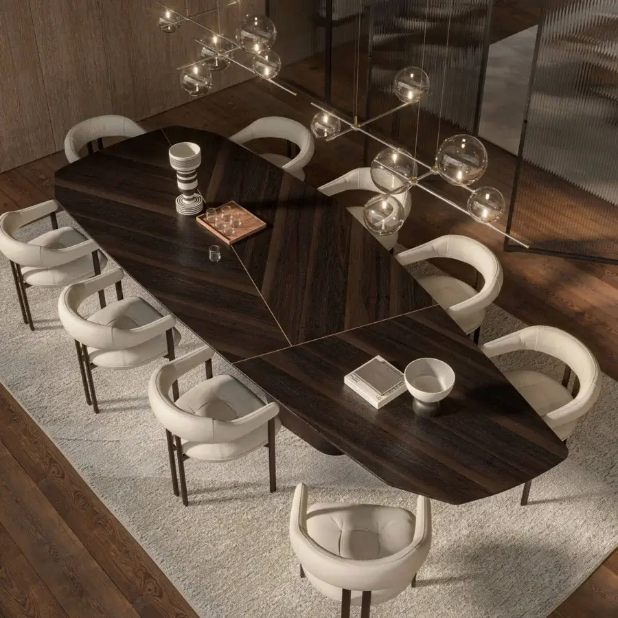 Distinguished Cattelan Italia Senator Wood table with dark brown wood and counterbalanced joints in a smooth matte finish