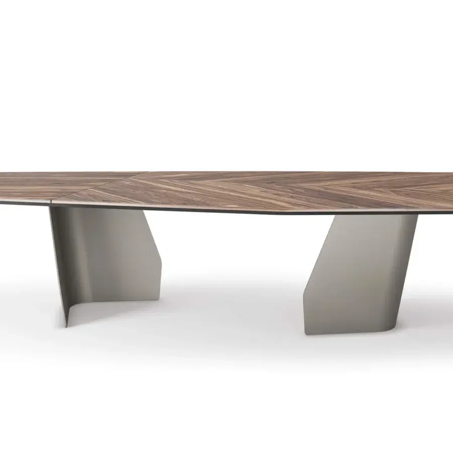 Sophisticated Cattelan Italia Senator Wood table crafted with chevron grain in dark brown and tan tones with matte finish