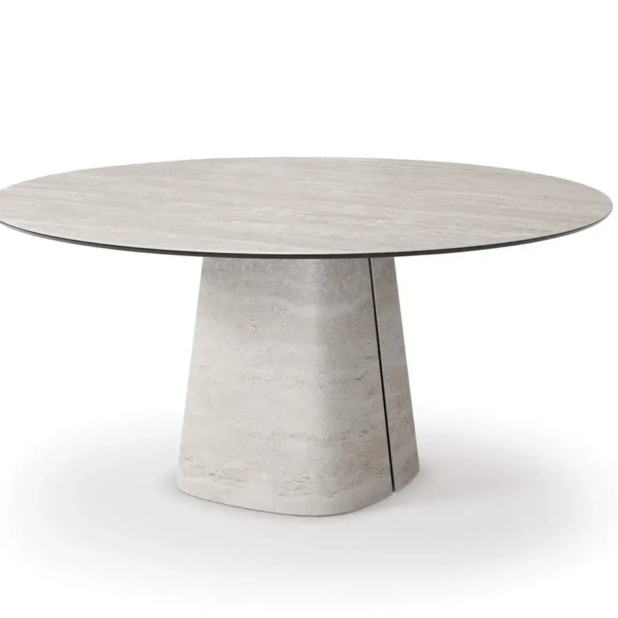 Superior Cattelan Italia Rado Keramik table with sculpted ceramic pedestal and light beige matte finish