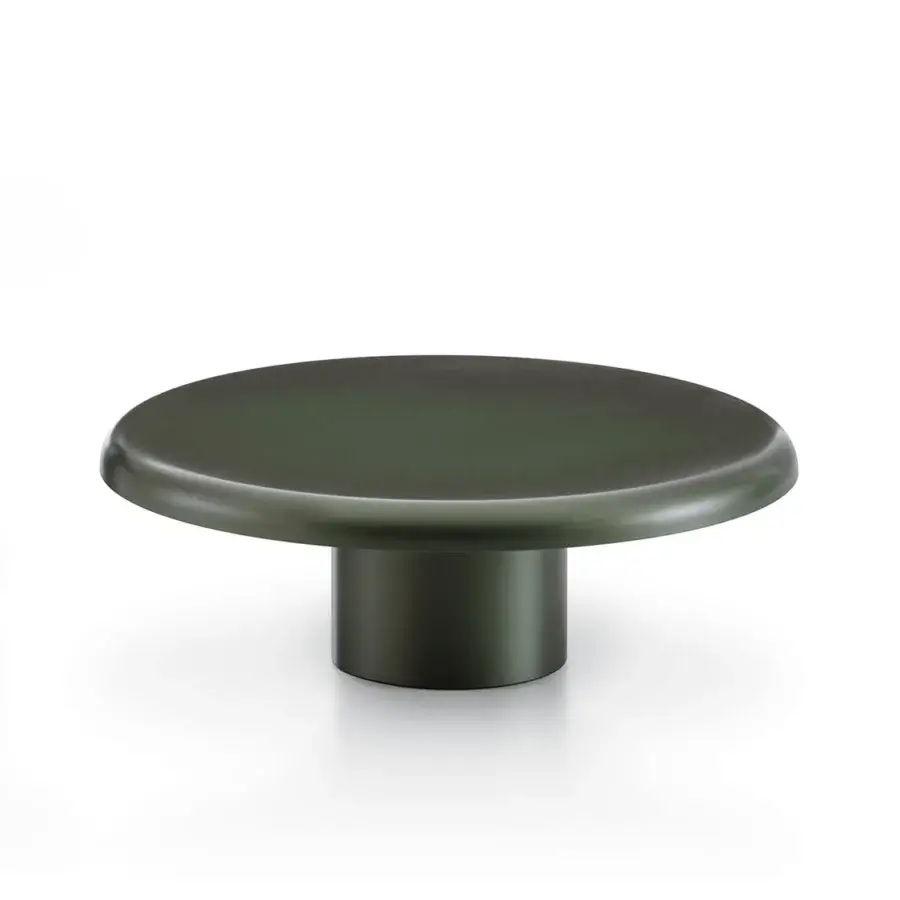 Elegant Rugiano Elba coffee table with a dark muted green finish and robust frame for outdoor use