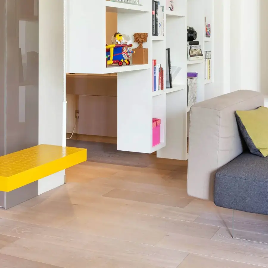 Innovative Lago Soft Swing swing with bright yellow lacquered wood seat and white rope suspension crafted for ergonomic comfort