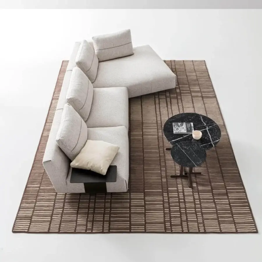 Refined Ditre Italia Atlantis sectional with a light neutral textile upholstery and matte finish
