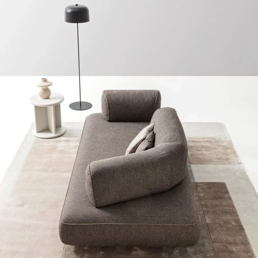 Distinguished Ditre Italia Isla Slim sectional upholstered in textured brown textile with lighter trim and variable tilt backrest
