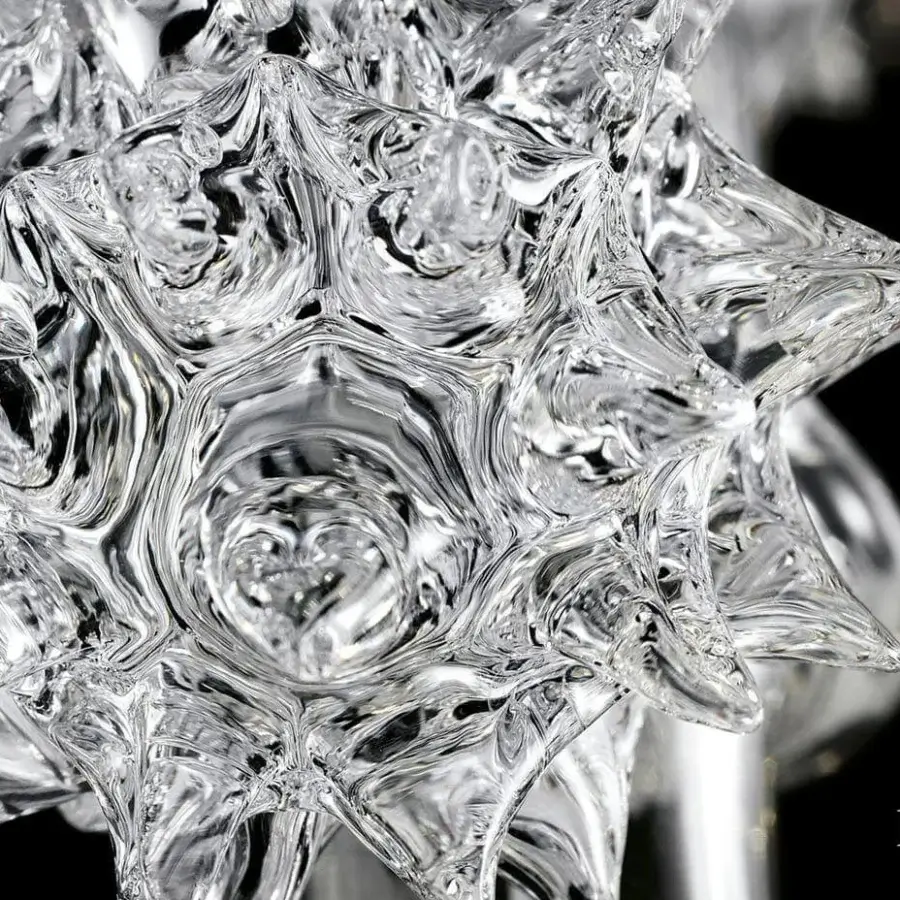 Distinguished Barovier&Toso Venezia 1295 chandelier crafted in clear Murano glass with a glossy contemporary finish