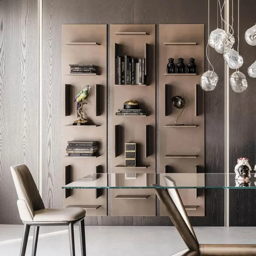 Distinguished Cattelan Italia Fifty bookcase crafted in Italy with medium brown panels and matte finish