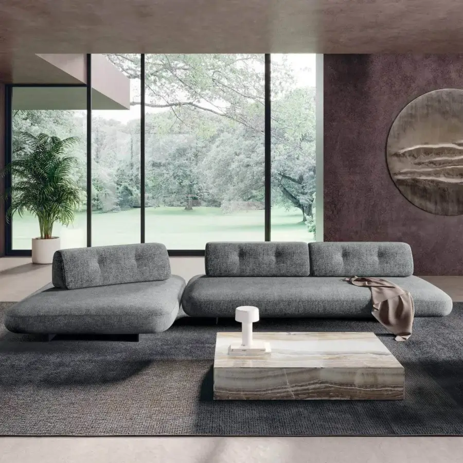 Distinguished Lago Kaya rug crafted in Italy with fine pinstripes and high wear resistance technical materials in dark grey