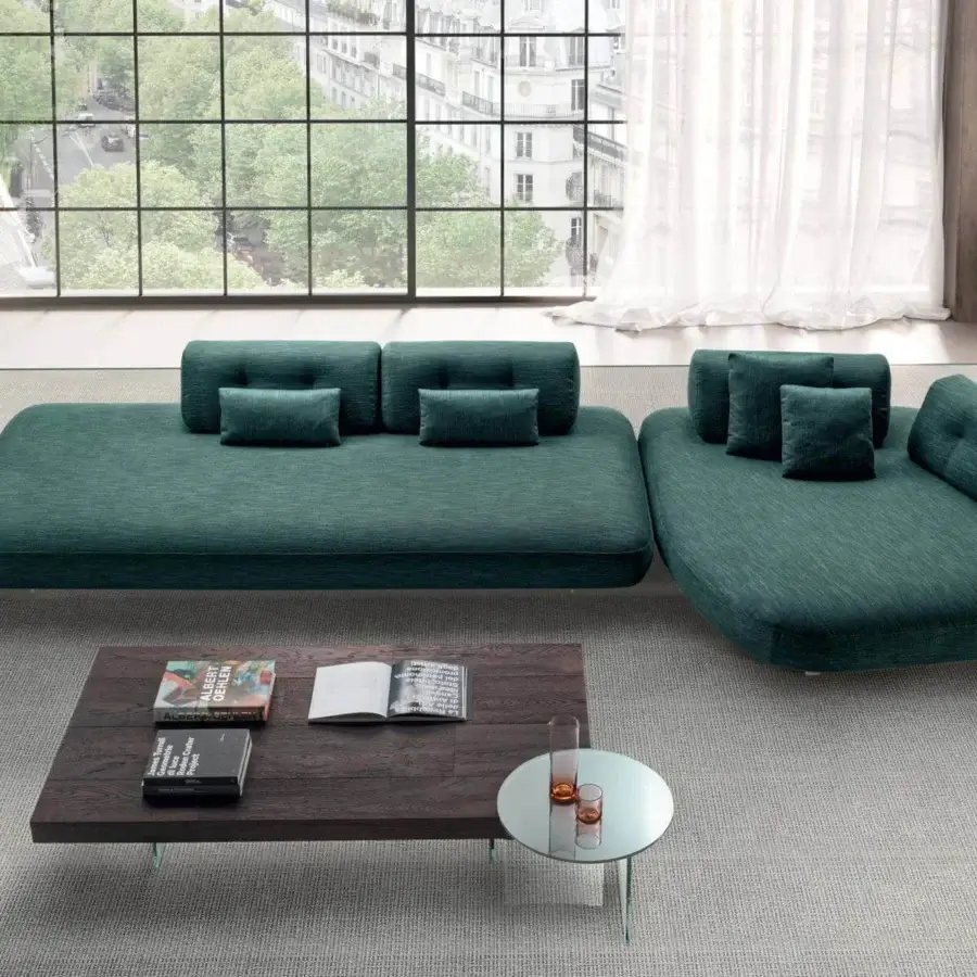 Distinguished Lago Suna rug crafted in Italy with technical materials exhibiting a contemporary light gray smooth matte texture