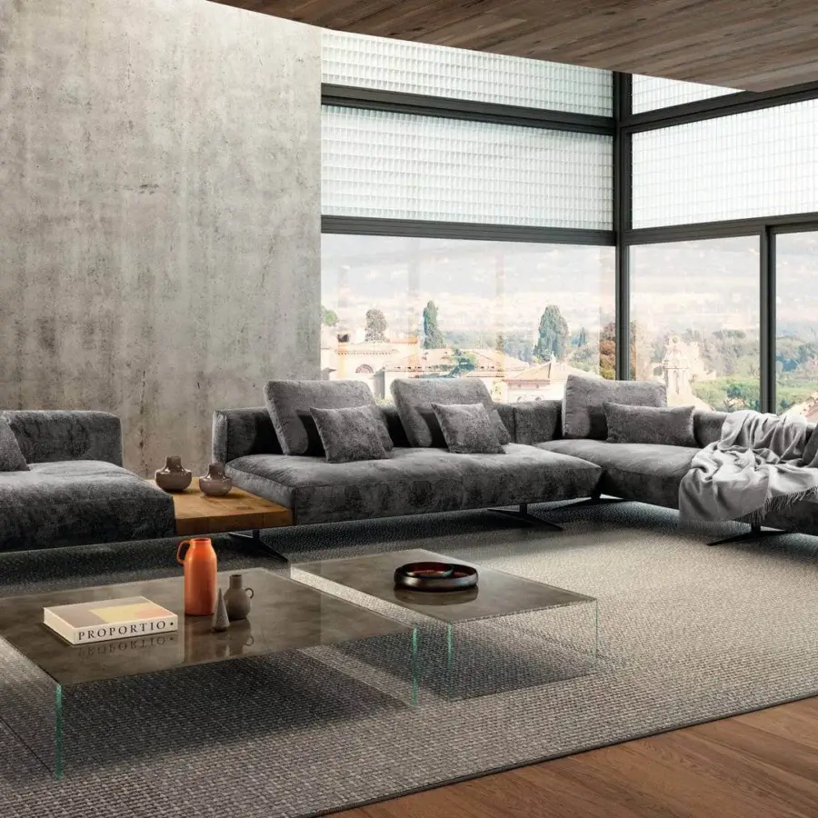 Lavish Lago Mozek rug crafted in wool and fine sisal displaying iridescent patterns with a short pile finish