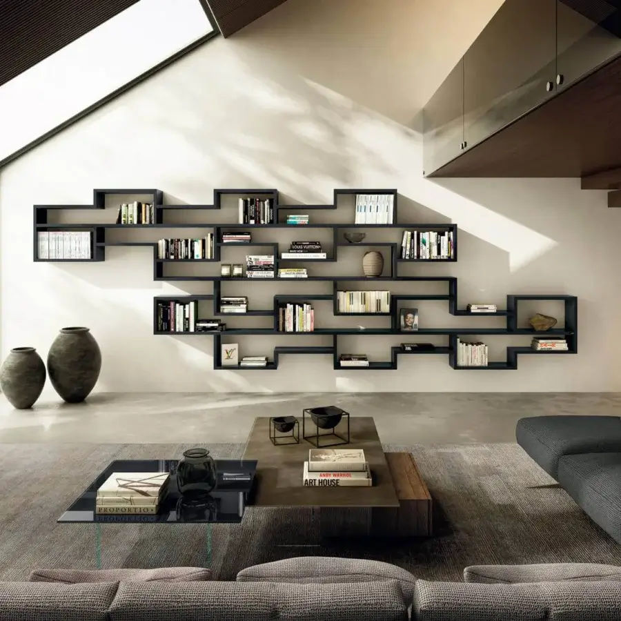 Distinguished Lago Air coffee table with dark glossy glass top and tempered glass supports creating a floating effect