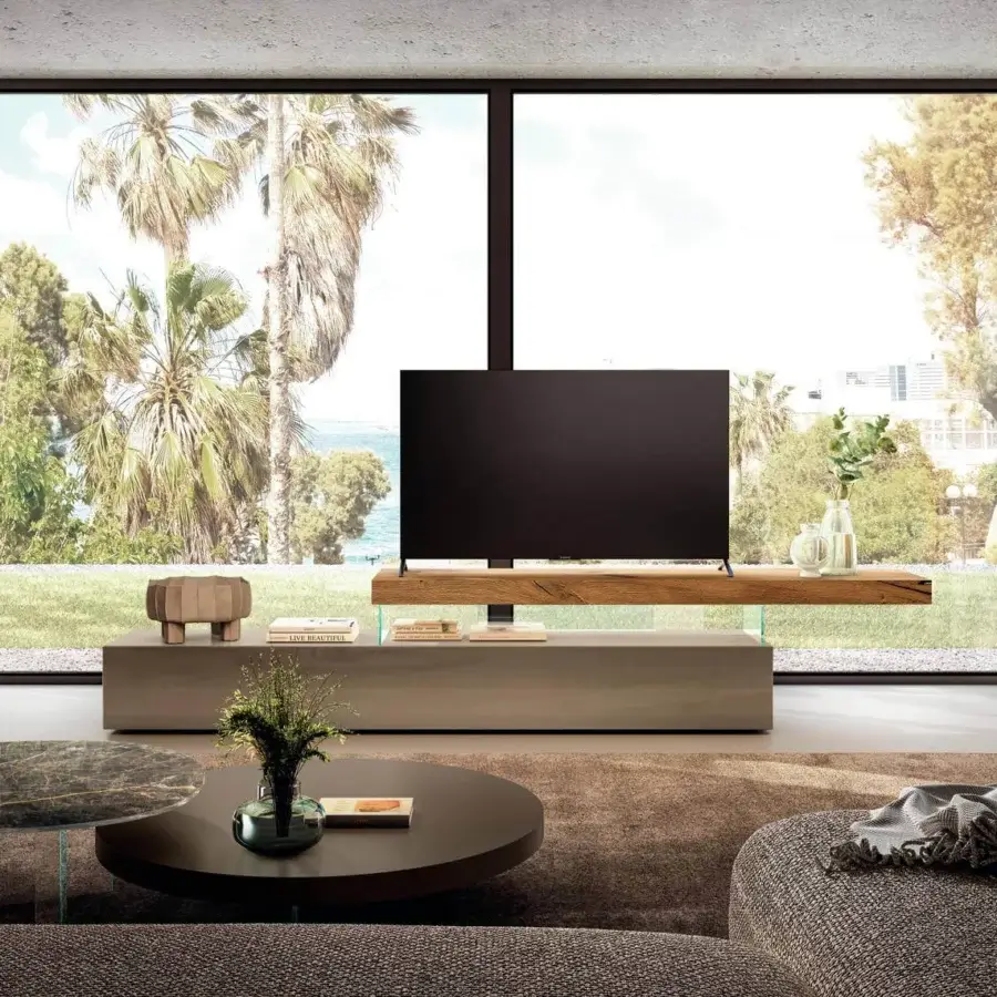 Distinguished Lago Air coffee table with dark lacquered top and integrated tempered glass legs