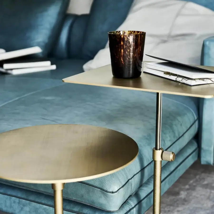 Elegant Cattelan Italia Step side table with titanium embossed lacquered steel and gold tone surfaces