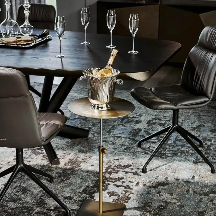Superior Cattelan Italia Step side table crafted in titanium embossed lacquered steel with brushed brass finish