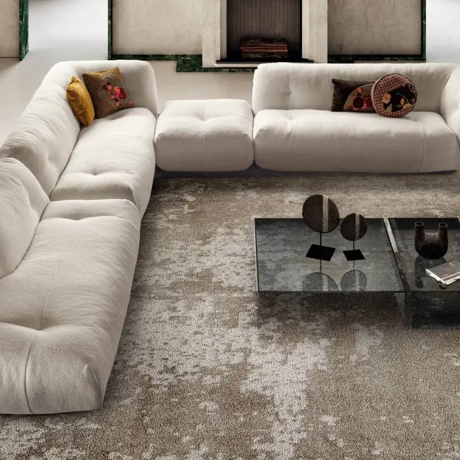 Distinguished Lago UpGlass coffee table with a glossy dark base and clear glass top built with a 45-degree cut construction