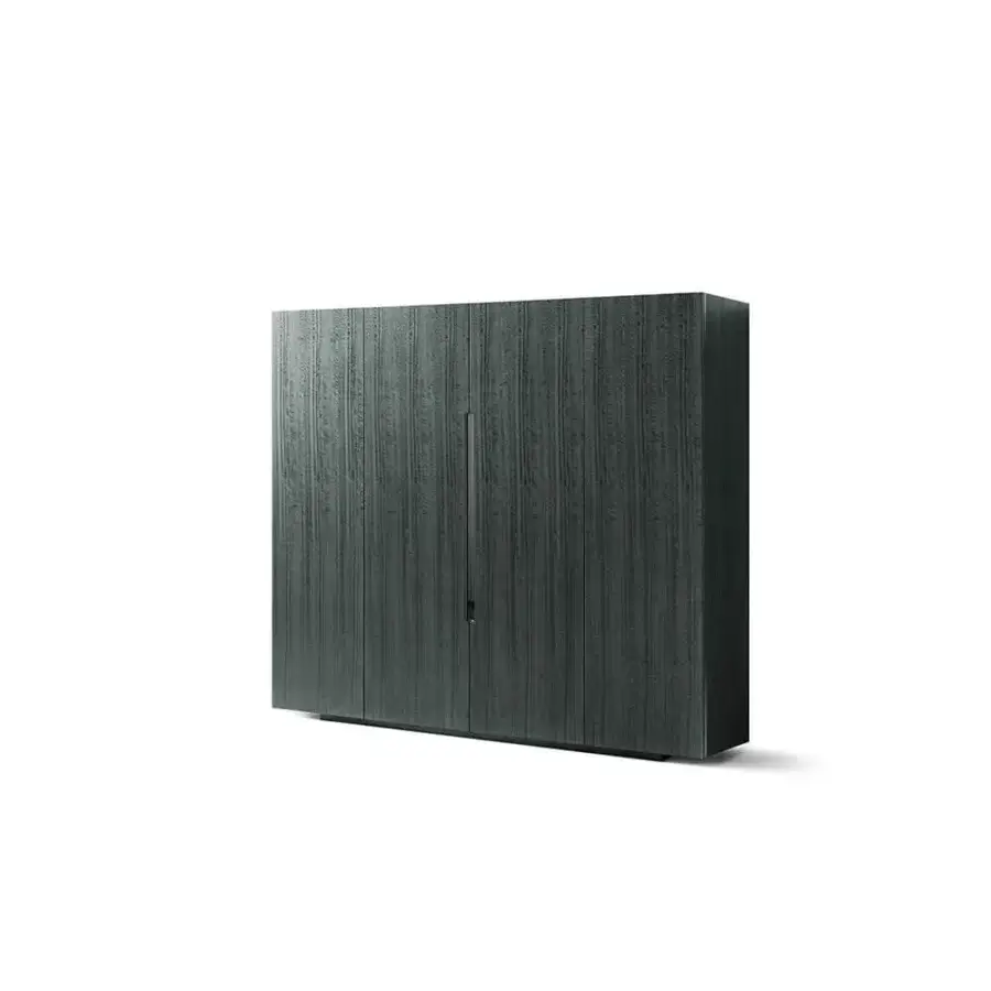 Distinguished OAK Canzone TV cabinet with four doors and painted metal handles in deep gray-green matte finish