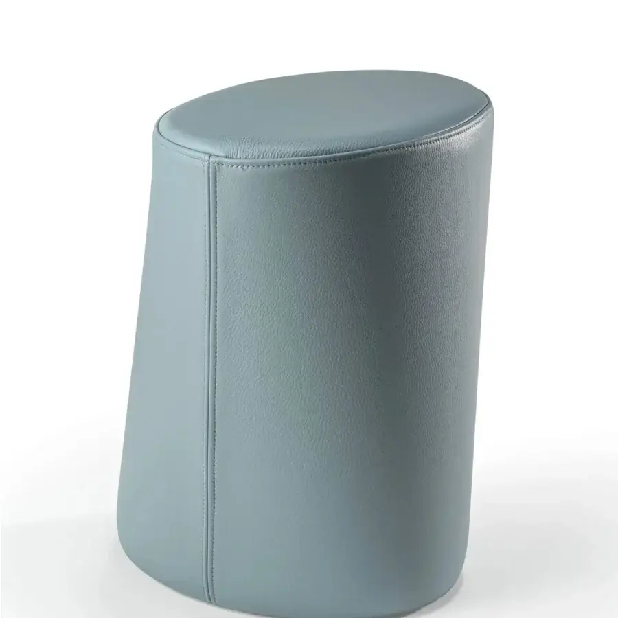 Exclusive Reflex Smurph ottoman crafted in light blue synthetic material resembling leather with smooth matte finish