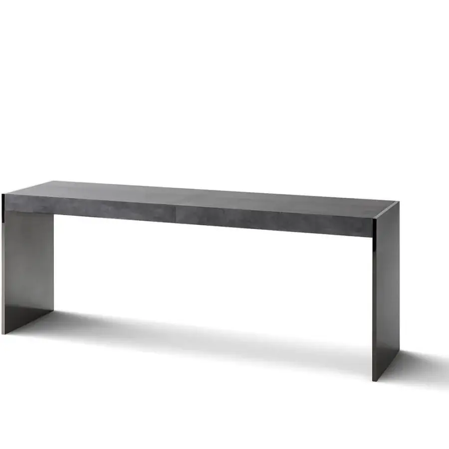Elegant OAK Ritornello console with concrete-like gray surface and marble top in matte finish