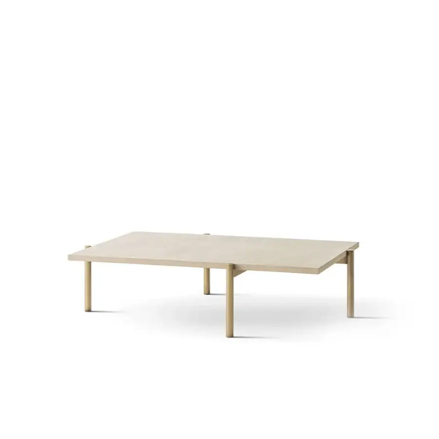 Superior OAK Ritmo coffee table with light wood top and cylindrical light metal legs in a smooth matte finish
