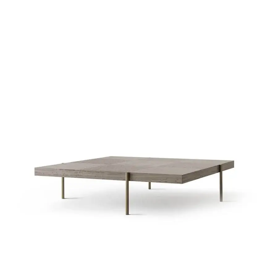 Superior OAK Ritmo coffee table with wood top and painted metal legs in a sleek, contemporary gray-beige finish