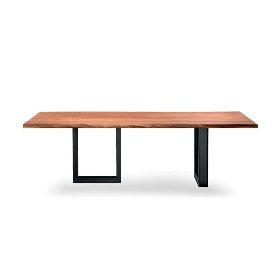 Superior Cattelan Italia Sigma table crafted with Canaletto walnut and a transparent varnished metal base in dark matte finish