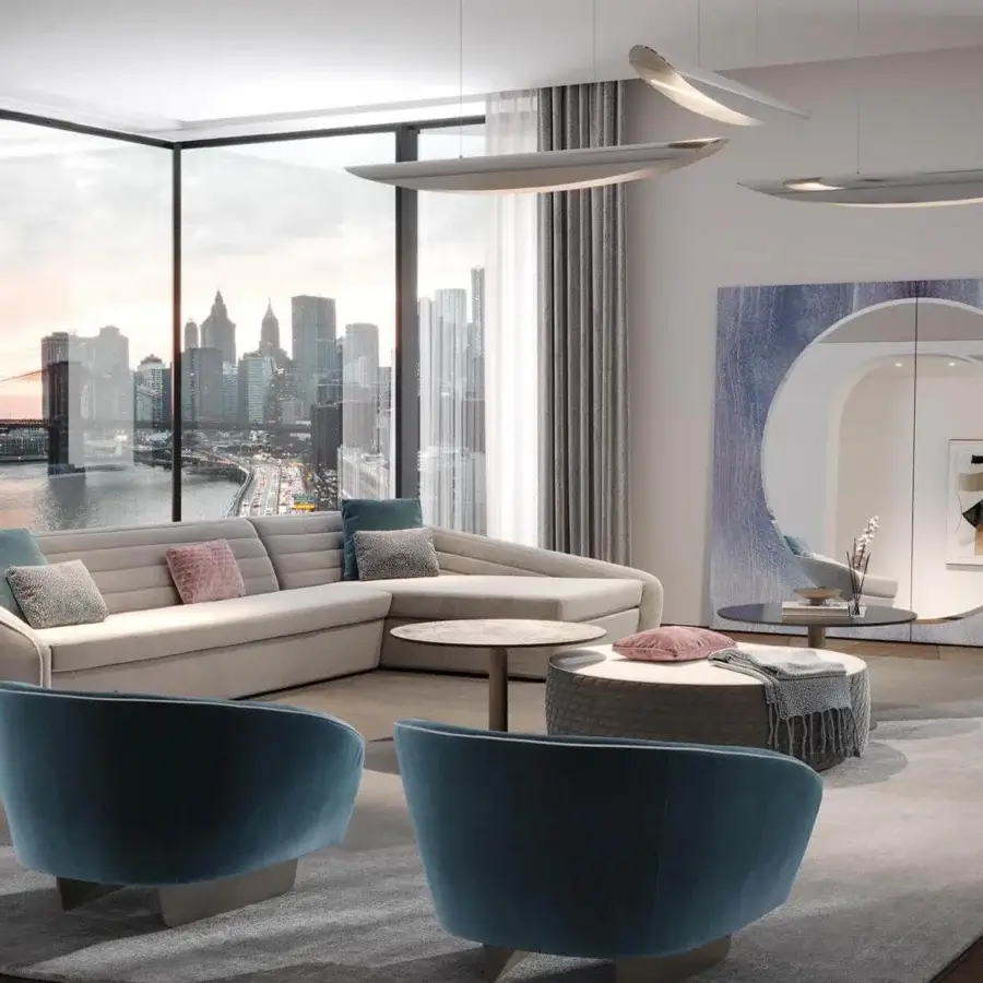 Distinguished Reflex Ala suspension lamp with curved steel in latte color and light gray matte finish