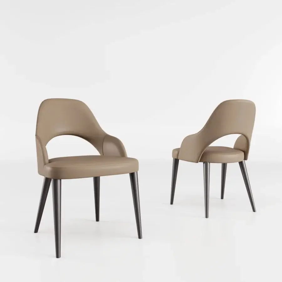 Superior Bizzotto Italia Nest chair with sumptuous tan leather upholstery and ‘Canna di Fucile’ gunmetal legs